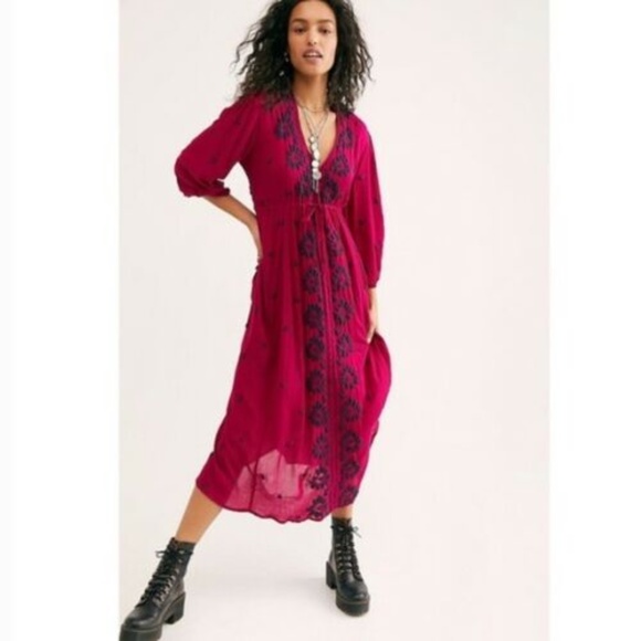 Free People Dresses & Skirts - Free People Fable Embroidered Midi Dress